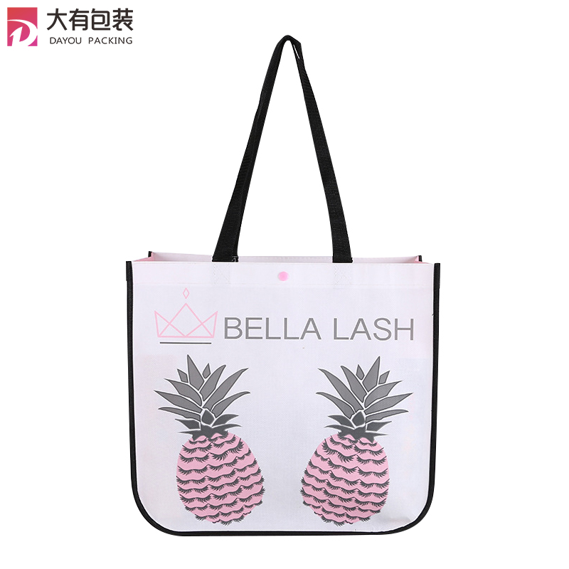 Custom OEM Top Quality Promotion Gift Laminated PP Non Woven Lululemon Shopping Bag With Button