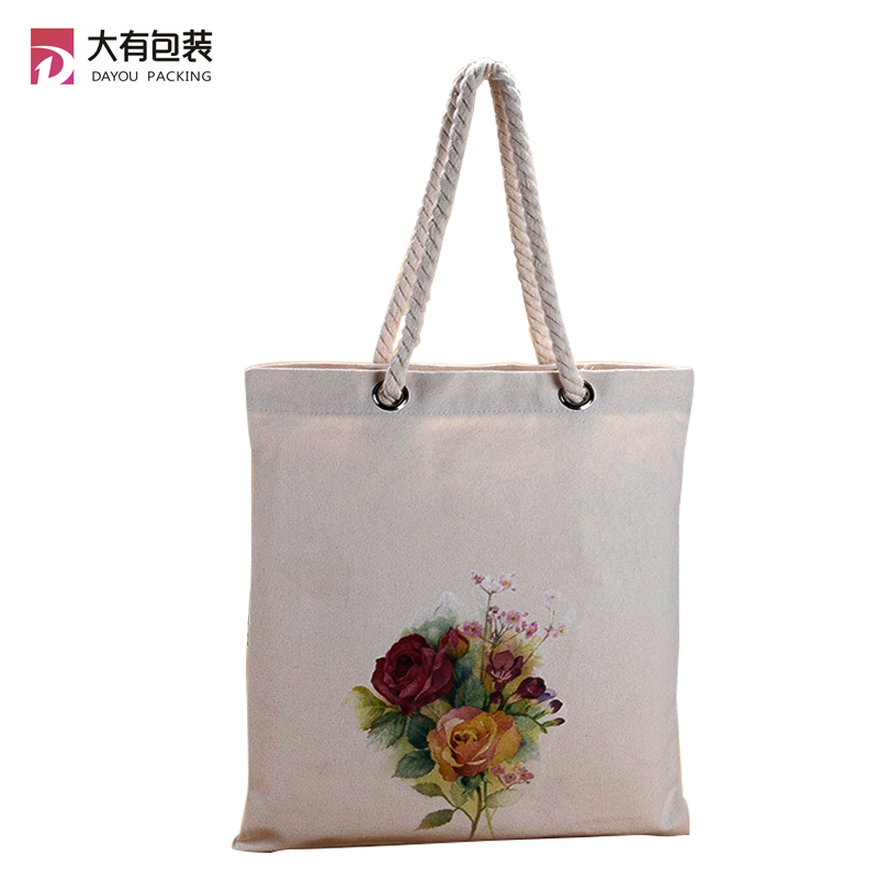 New Arrival Fashion Thick Cotton Rope Handled Cotton Shopping Bag