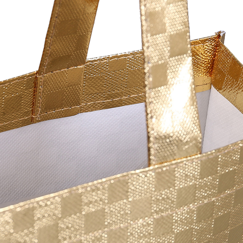 Gold metallic non woven laminated shopping bag for America market