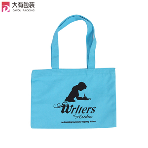 Organic Natural Sky Blue Promotional Colorful Canvas Cotton Bag With logo