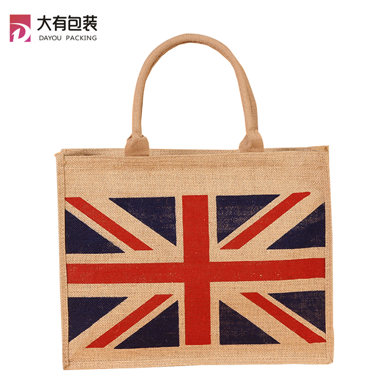 Wholesales Custom Cheap Eco LOGO Printed Promotion Jute Bag Hessian Tote Bag for Shopping