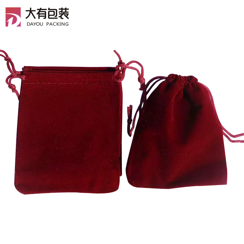 Customized Logo Printing Red Velvet Drawstring Package Flannelette Bag