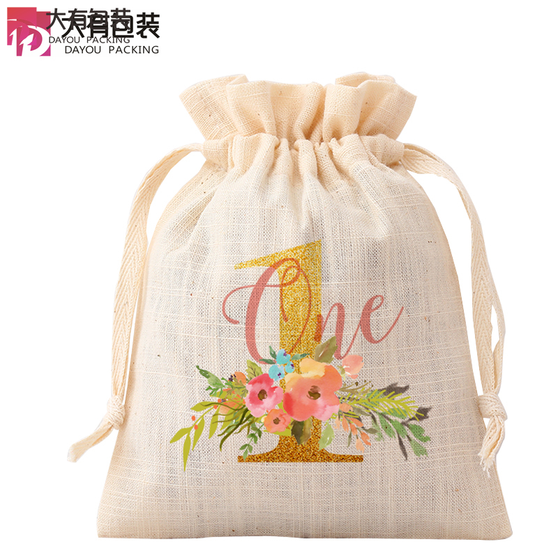 Birthday gift cotton drawstring bag 