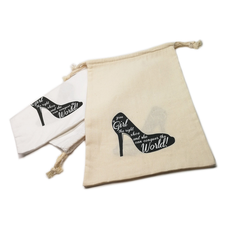 Cotton Canvas Drawstring Shoe Bag 
