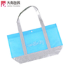 Custom Metallic Silver Lamination Reusable Shopping Non Woven Tote Bags with Long Handle And Button