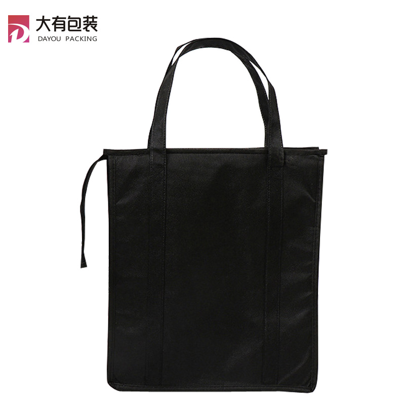 Hot Sale Black Food Use Outdoor Trendy Picnic Non Woven Cool Carry Portable Cake Cooler Bag,Lunch Bag With Zipper
