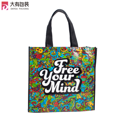 Promotional pp coated custom printed recycled eco tnt grocery handle non woven bag