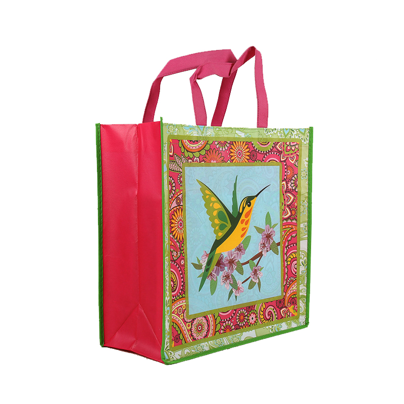Cmyk printing laminated pp non-woven gift carry bag printed with flowers and birds