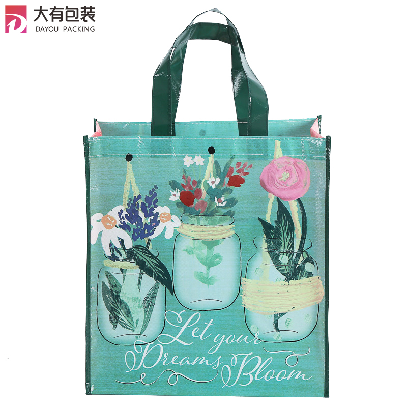 Flower shop waterproof promotional laminated pp non woven shopping Carry bag 