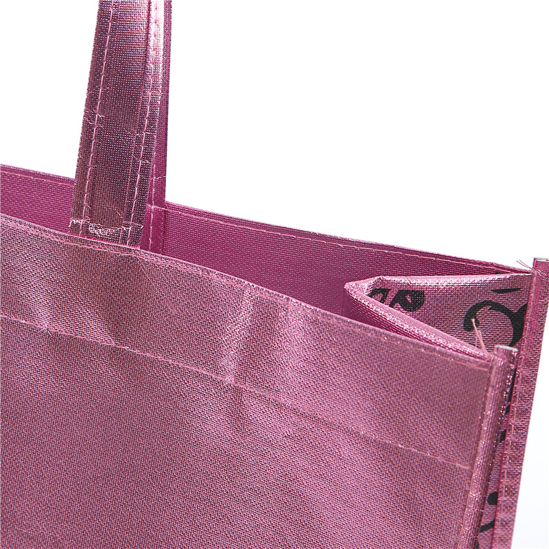 Pink Laser Glossy Laminated Tote Silver Bag